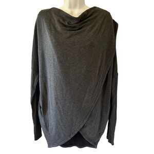 Athleta Purana Wrap Charcoal Gray Hooded Oversized Sweatshirt Size Small